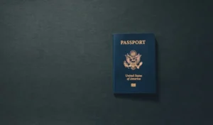 A passport in blue representing citizenship