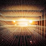 An abstract representation of data in a yellow matrix