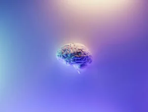 The brain against a purple background