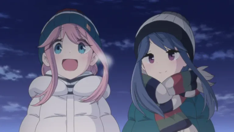 Yuru Camp characters Nadeshiko and Shima Rin