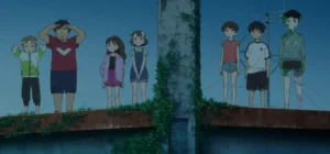 The characters of drfiting home stood atop the floating apartment building