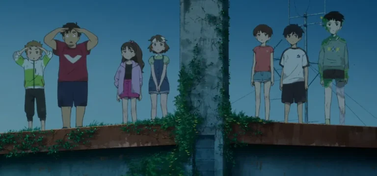 The characters of drfiting home stood atop the floating apartment building