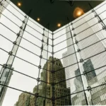 A reflective corporate building