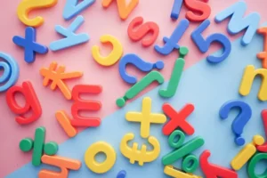 A collection of children's magnetic letters