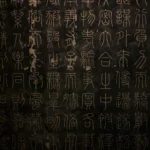 Ideograms against a black background