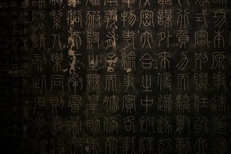 Ideograms against a black background