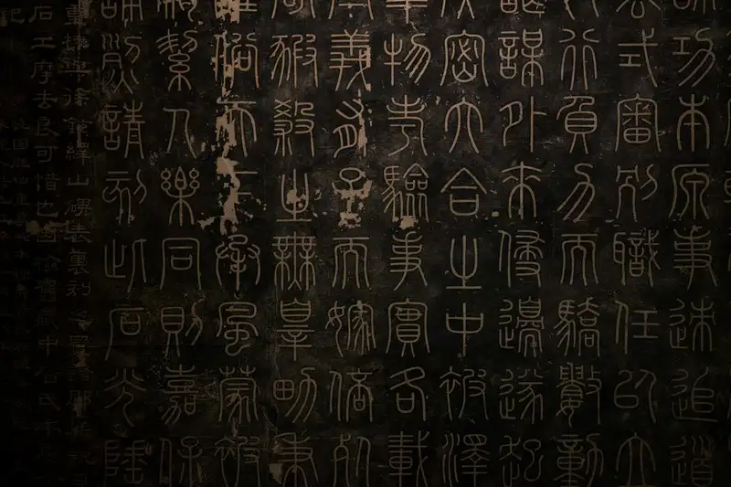 Ideograms against a black background