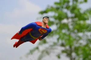 A model of superman flying