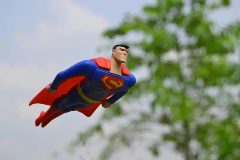 A model of superman flying