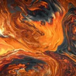 An abstract black and ornage images resembling lava