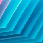 An abstract piece resembling sheets of blue paper