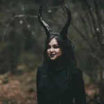 A goth, pagan, alternative woman with large horns