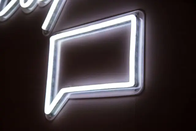 A neon speech bubble