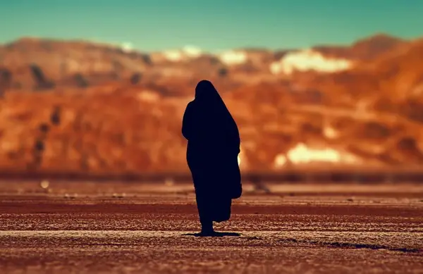 A muslim in a desert town