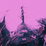 A pink and black abstract art piece
