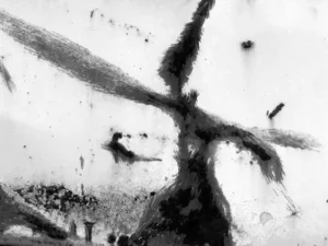 An abstract black and white gothic artwork