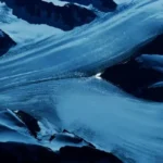 Abstract blue paint streaks