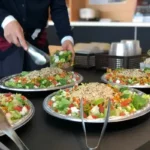 platters of buffet food
