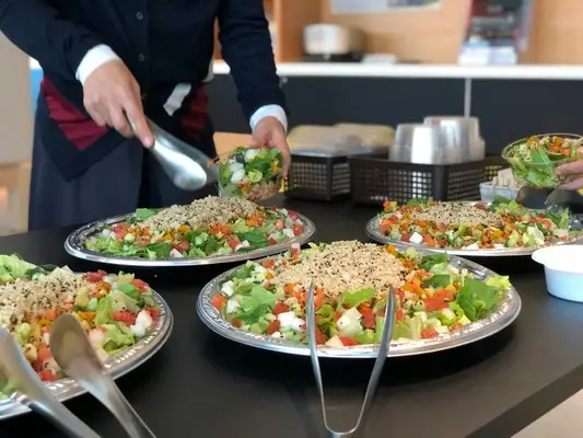 platters of buffet food