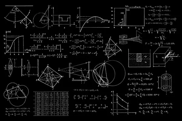 A blackboard with equations written on it