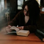 A woman reading a book