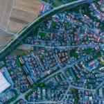 An aerial shot of a housing estate