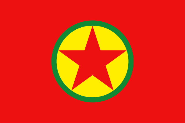 The flag of the kurdistan workers party