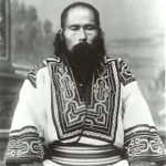 An ainu n in black and white
