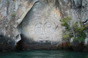 A maori design on a rock