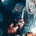A welder welding