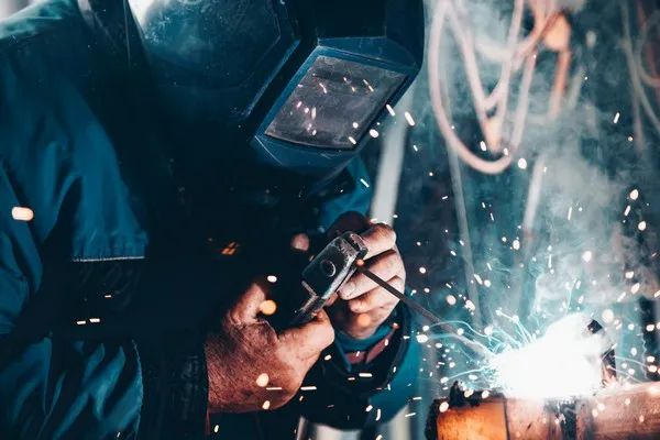 A welder welding